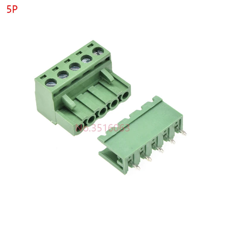 10Sets 2edg 2/3/4/5/6/7/8/9 Pin Screw Terminal Block Connector 5.08mm Pitch Plug + Straight Pin Header Socket For Pcb 2p 3p 4p