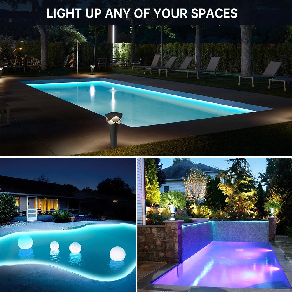 IP68 Waterproof LED Strip Light 2835 12V 24V 120LED/m with 2-pin Wire/ DC Plug Flexible Adhesive Tape 3000k/4500K/6000K 1M-20M