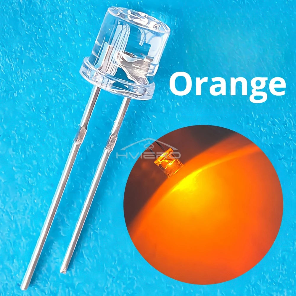 100pcs 5mm Flat Top White Red Yellow Blue Green Emitting Diode LED Wide Angle Ultra Bright Bulbs F5 5mm Light Lamp Diodes