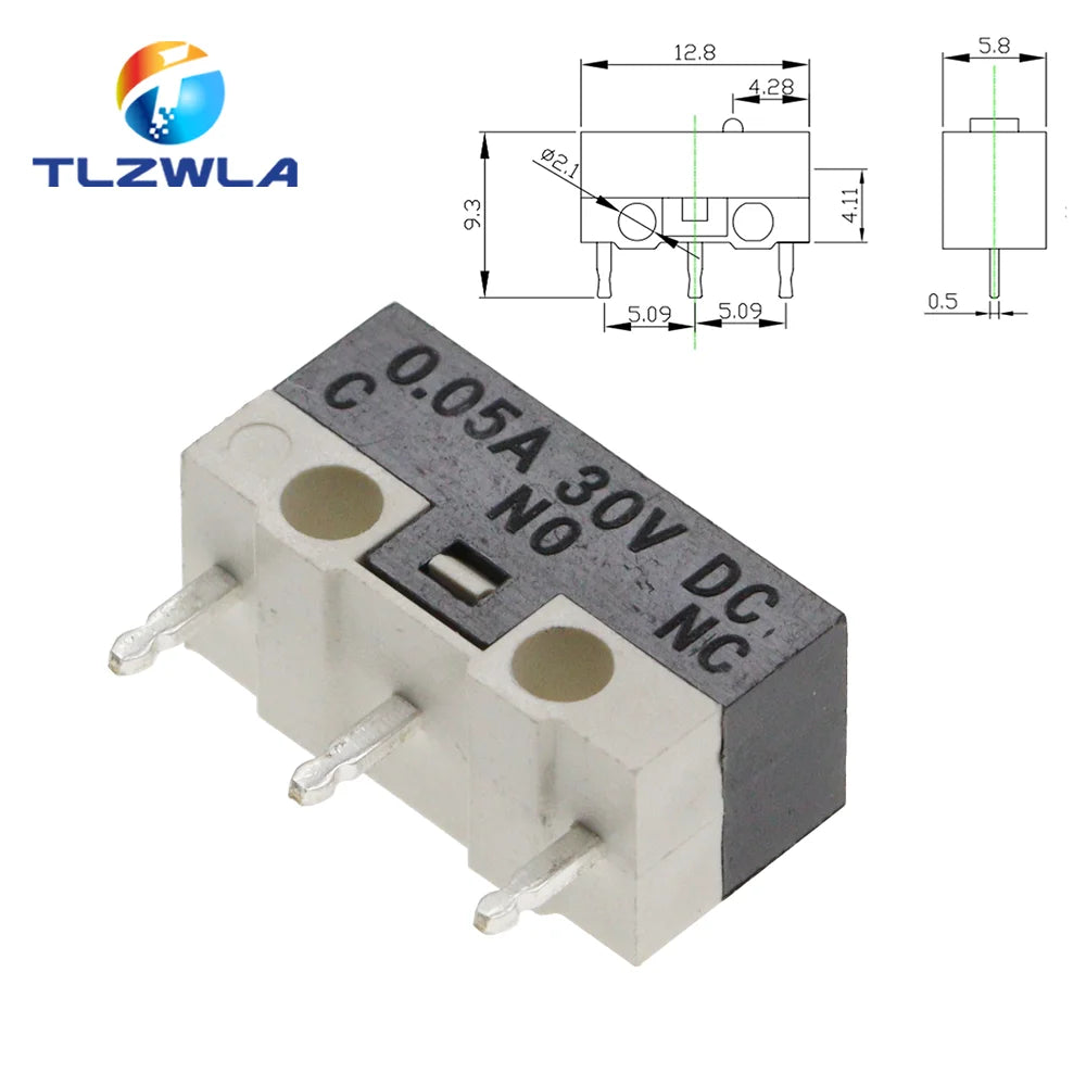 10PCS Micro Limit Switch Momentary Push Button Switch 1A 125V AC Mouse Switch 3Pins Long Handle Roller Lever Arm SPDT 12X6X6MM