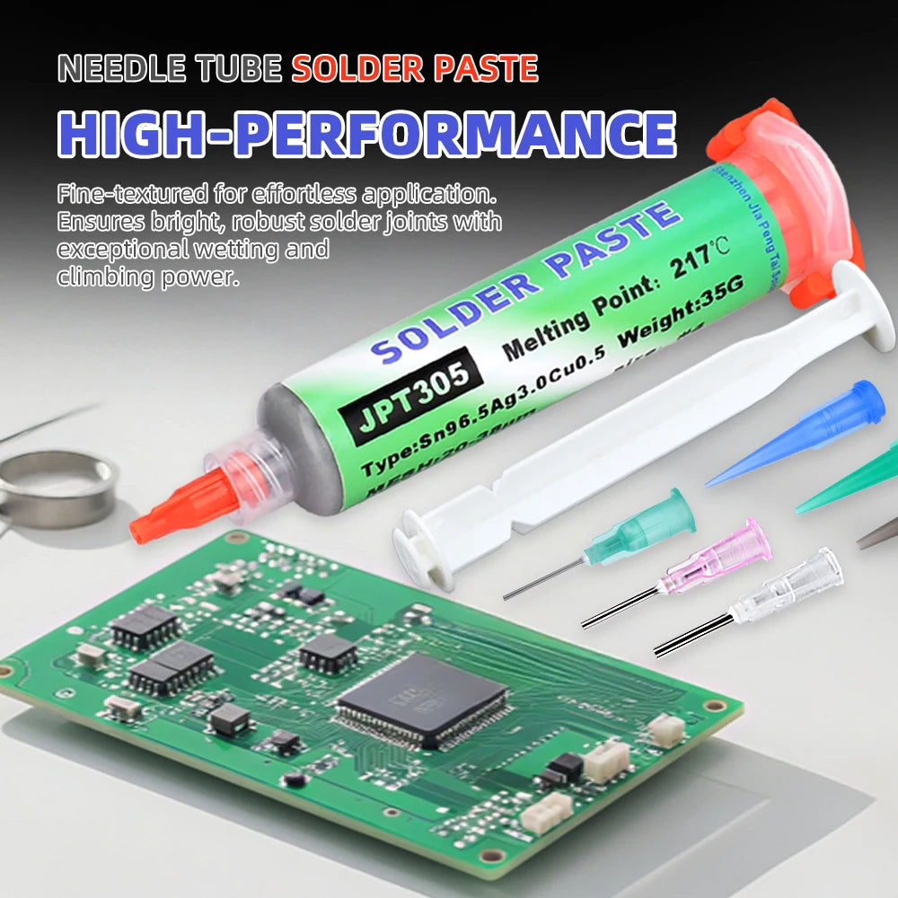 217℃ Lead Free High-Temperature Solder Paste Sn96.5Ag3.0Cu0.5 Melting Point: Enhanced Conductivity of Needle Tube