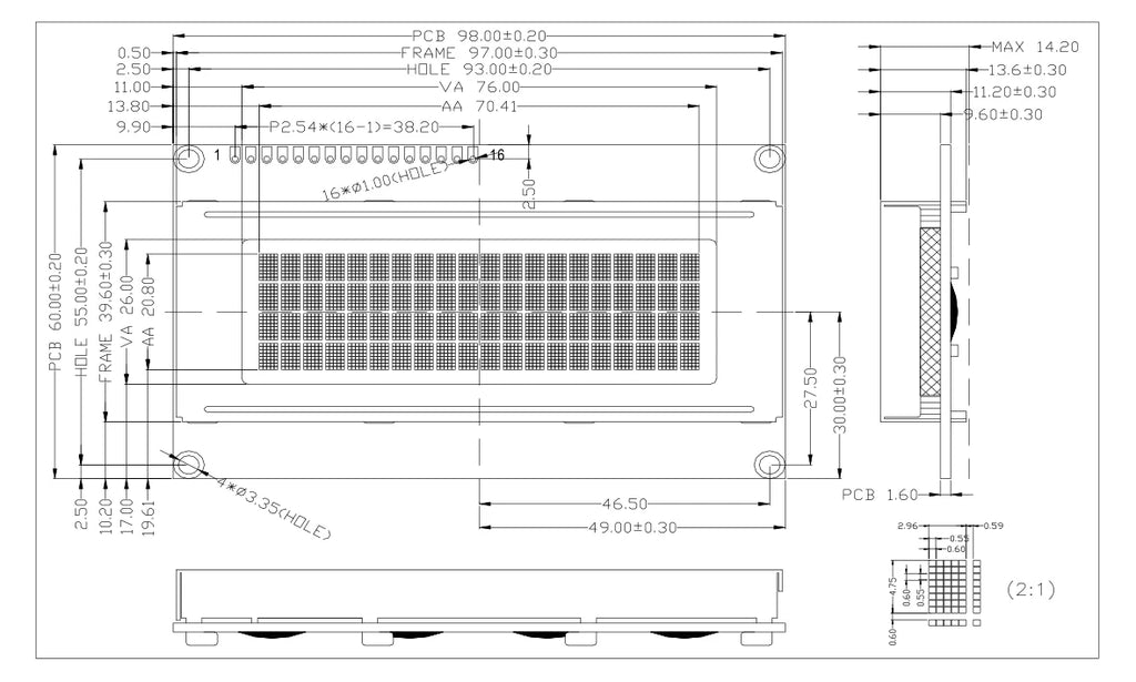 5V 2004 LCD Module VA White Fonts on Black Background 20X4 HD44780 ST7066 EQV Chip Parallel Port 2004A Display