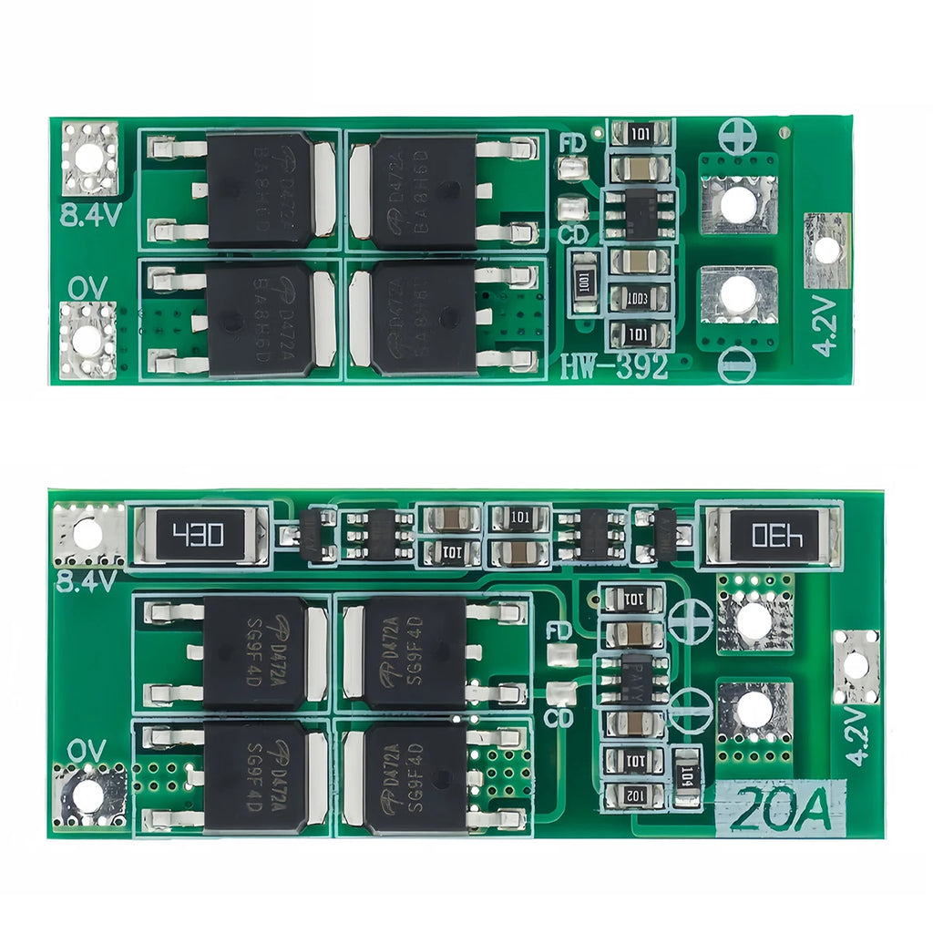 2S 20A 7.4V 8.4V 18650 Lithium Battery Charger Protection Board PCB BMS Board Balanced / Standard 20A Current Module For DIY