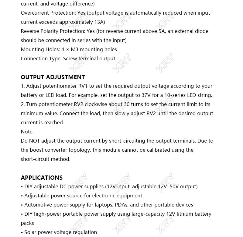 XRY DC-DC boost converter Constant Current Mobile Power supply 10A 250W LED Driver Step Up Module