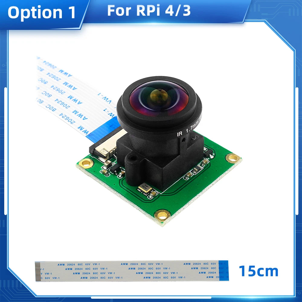 Raspberry Pi Camera 175 Degree OV5647 Sensor 5MP Cameras Module Wide Angle Fisheye Lens for Pi 5 / 4B / 3B+ / 3B / Zero 2 W 1.3