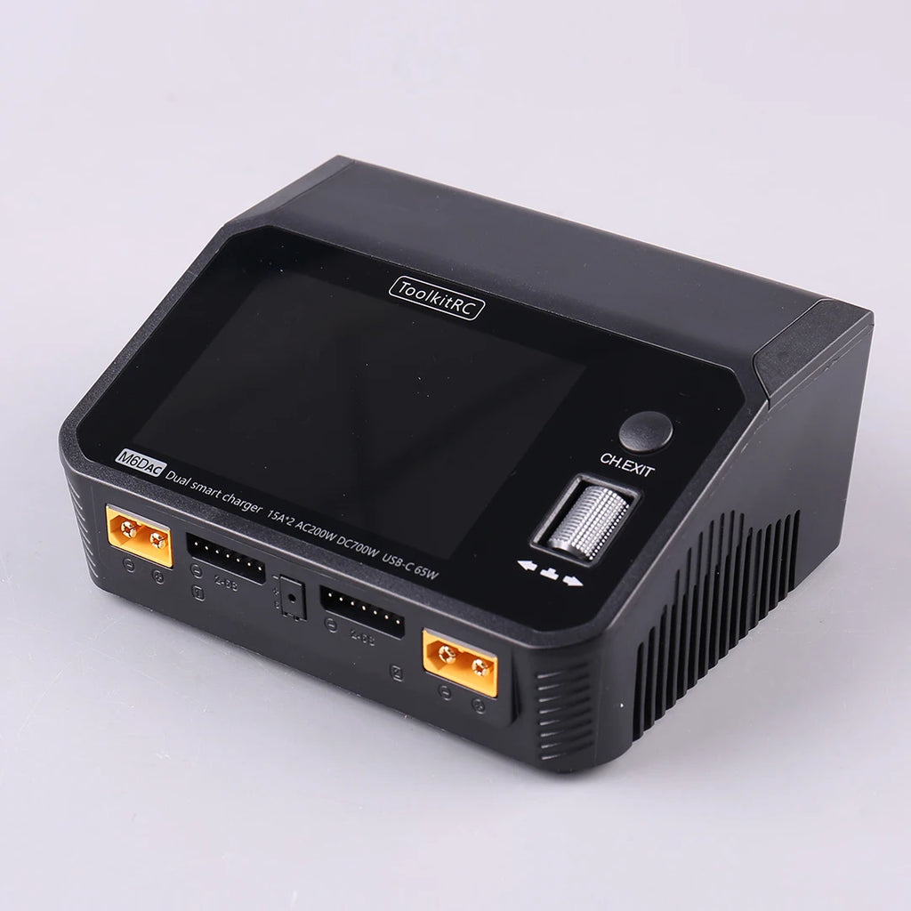 ToolkitRC M6DAC 350W X 2 USB-C 65W AC/DC Dual Smart Charger Discharger for 1-6S Lipo LiHV Lion NiMh Pb Battery with 15A Balance
