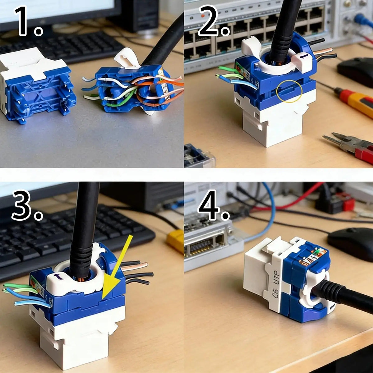 Cat6A/Cat6/Cat5e Keystone Jack RJ45 Keystone Jack Module Connector Network Coupler High Speed Ethernet Wall Jacks Adapters