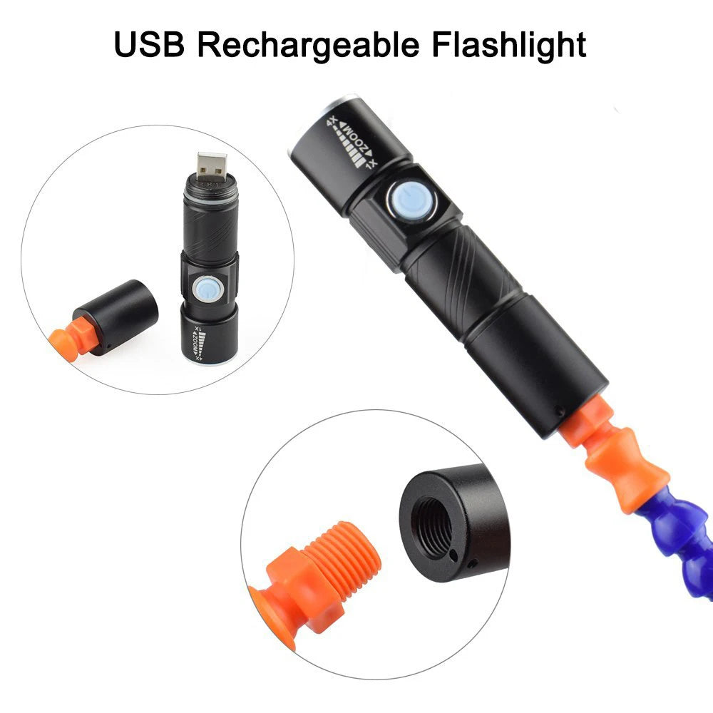 Flexible Holder Alligator Arms Soldering Helping Hands Table Clamp Pcb Board Adjustable Welding Repair Third Hand Tool Magnifier