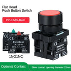 22mm Push Button Switch Momentary Reset ON OFF 12V/220V/48V/24V Black NC NO Power Button for Electrical Industrial Panelboard