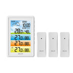 Baldr Wireless Digital Color Weather Station DCF Clock Calendar Barometer Thermometer Hygrometer Trend Forecast 3 Outdoor Sensor
