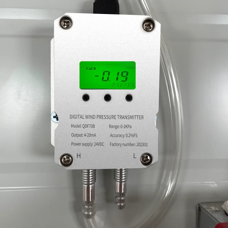 Industrial Air Pressure Transmitter Hvac System LCD Display -30-300Kpa Digital Micro Wind Gas Differential Pressure Transmitter