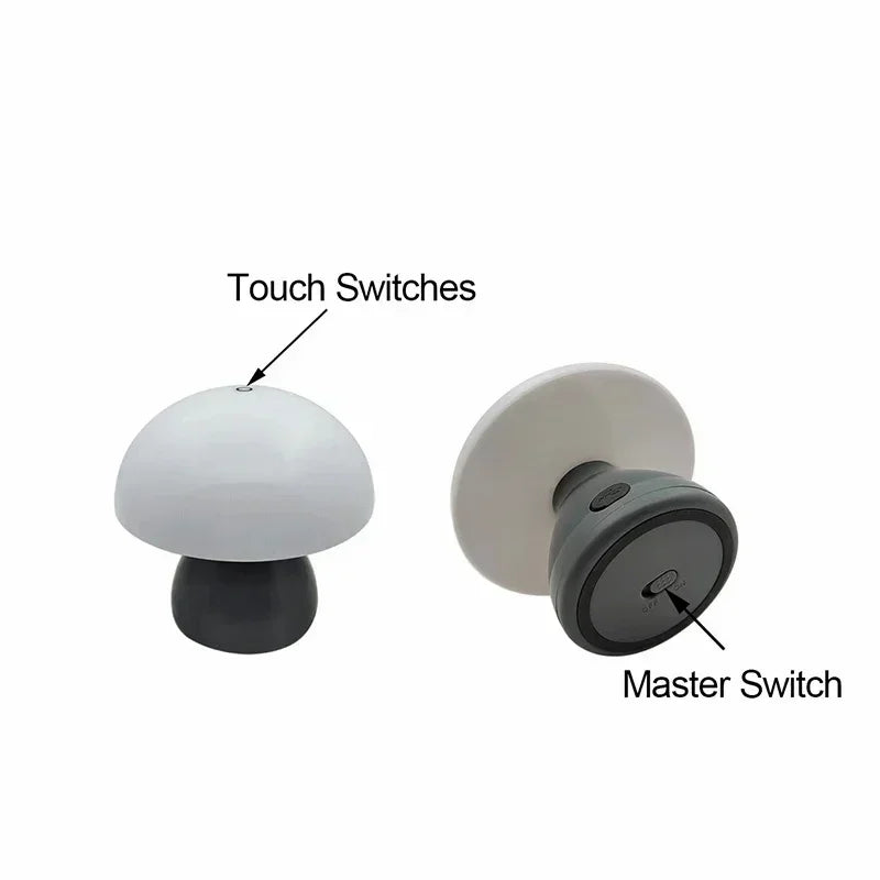 Mushroom LED Table Lamp Touch Dimming USB Charging Night Light for Bedroom/Desk/Coffee Bar Decorative Ambient Night Lighting