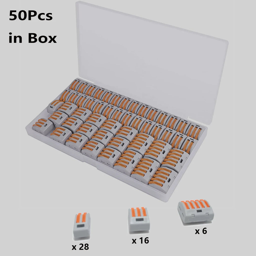 50/55/60Pcs Quick Lever Wire Connectors,Fast Wiring Push in Lever Connectors Electrical Wiring Terminal Block with Storage Box