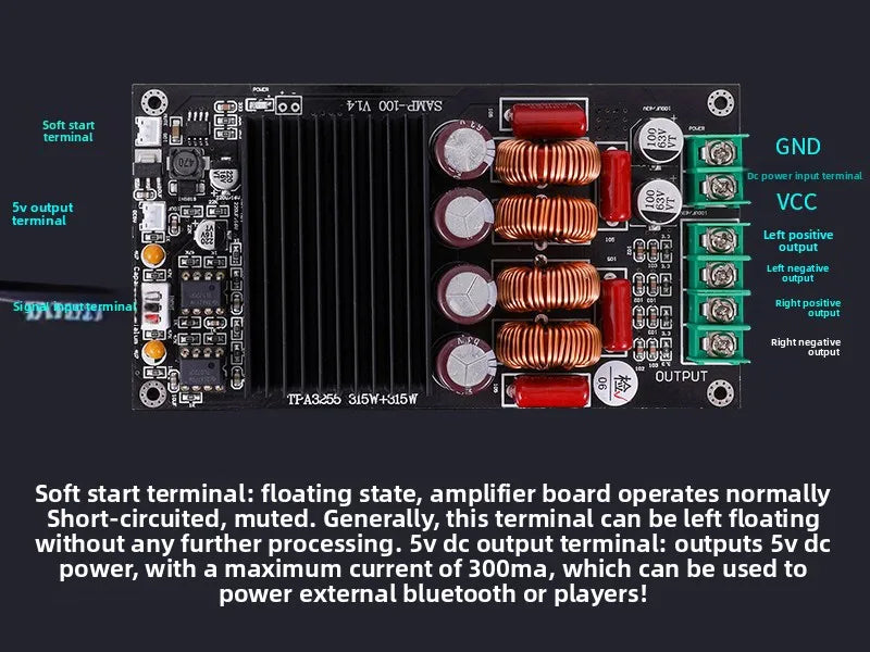 SAMP-100 TPA3255 2x300W 600W Hi-Fi Digital Amplifier Board High Power 2-Channel