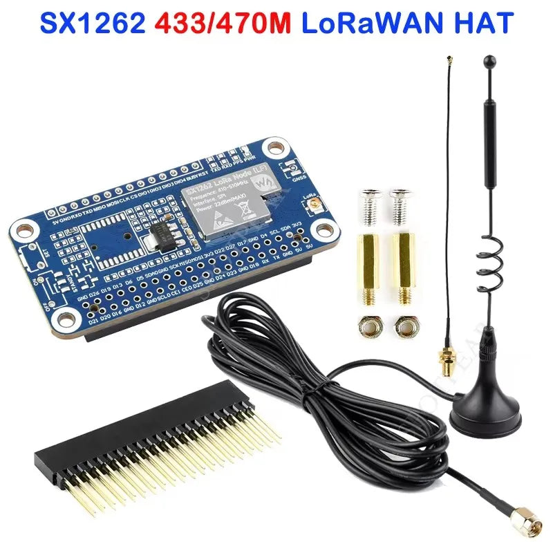 Raspberry Pi SX1262 LoRaWAN Node Module Expansion Board With Magnetic CB antenna Frequency Band And GNSS Function Options