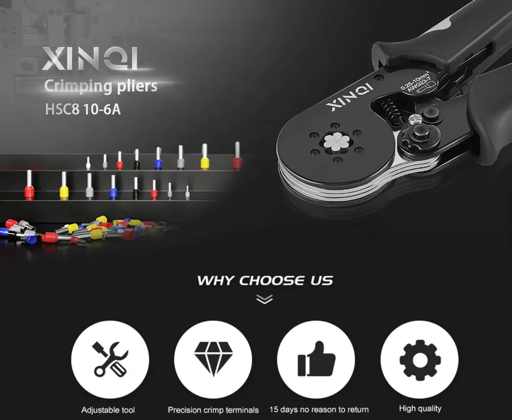 Crimping Pliers Tubular Terminal Hand Tools HSC8 6 - 4A 0.25 - 10mm2 6 - 6A 0.25 - 6mm2 Electrical Mini Wire Ferrule Clamp Kit