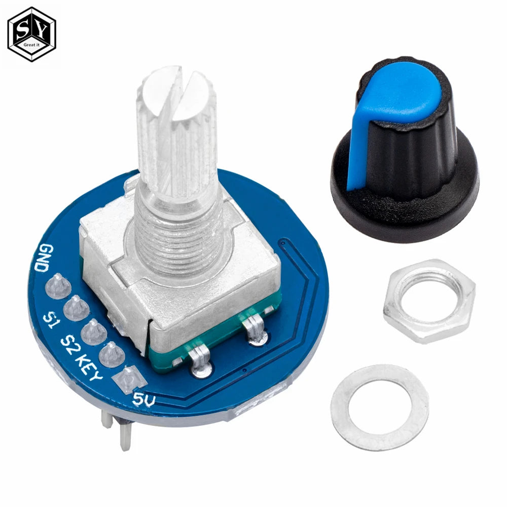 360 Degrees Rotary Encoder Module Rotary Potentiometer Analog Knob Module for Arduino KY-040 RV09 Rotary Encoder EC11 Knob Cap