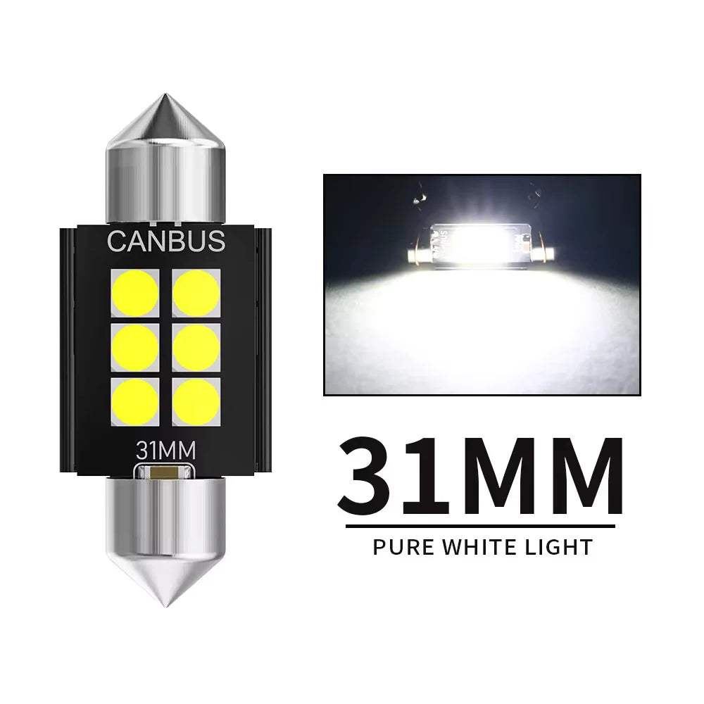 2/4/10/20 PCS C5W LED Bulb Canbus Festoon 31/36/39/41MM 12V 3030-6SMD 6500K White Car Interior Dome Reading License Plate Lights