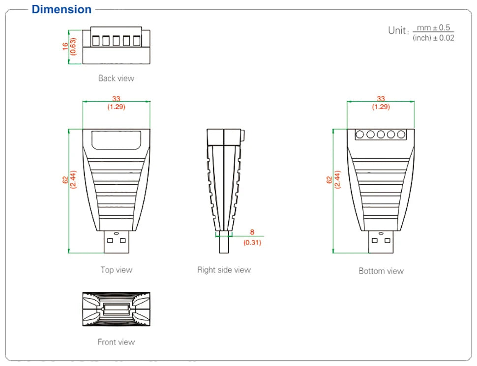 UOTEK USB to RS-485 RS-422 Converter RS 485 422 USB-A RS485 RS422 Serial Adapter Connector Full Half Duplex Anti Surge UT-885