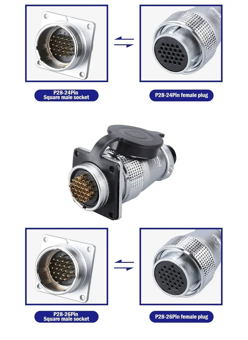 PLS28 P28-2/3/4/5/7/8/10/12/16/17/20/24/26 Pin Aviation Connector Plug WS28 Male Female Plug Socket Connector