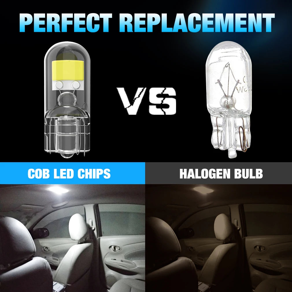 2/6x W5W T10 Led Bulbs Canbus W5W Sapphire COB Drive-Free Led Wedge Bulb 6000K 168 194 Led 5w5 Car Interior Dome Reading Bulb