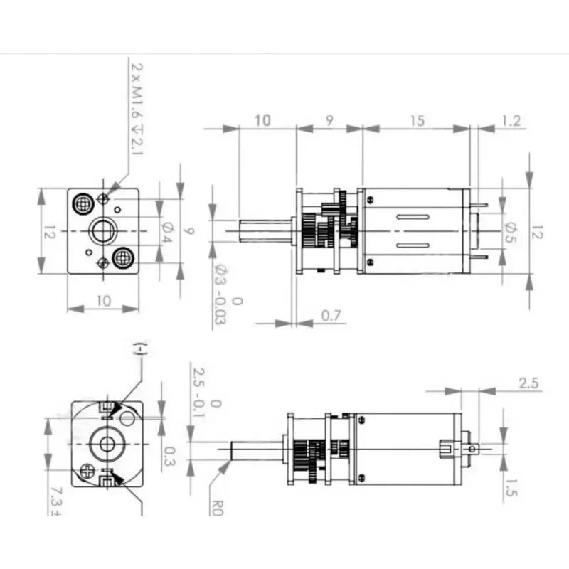New Precision GA12-N20 Reduction Motor with Wire 3V 50rpm 6V  100rpm 12V  200rpm Micro DC Gear Reduction Motor