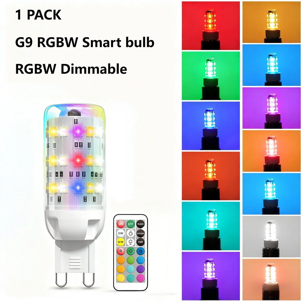 G9 LED Color Changing Light Bulb with Remote,Warm White/Cool White/RGB 12 Color Changing,Sync and Memory,Dimmable G9 LED Bulb