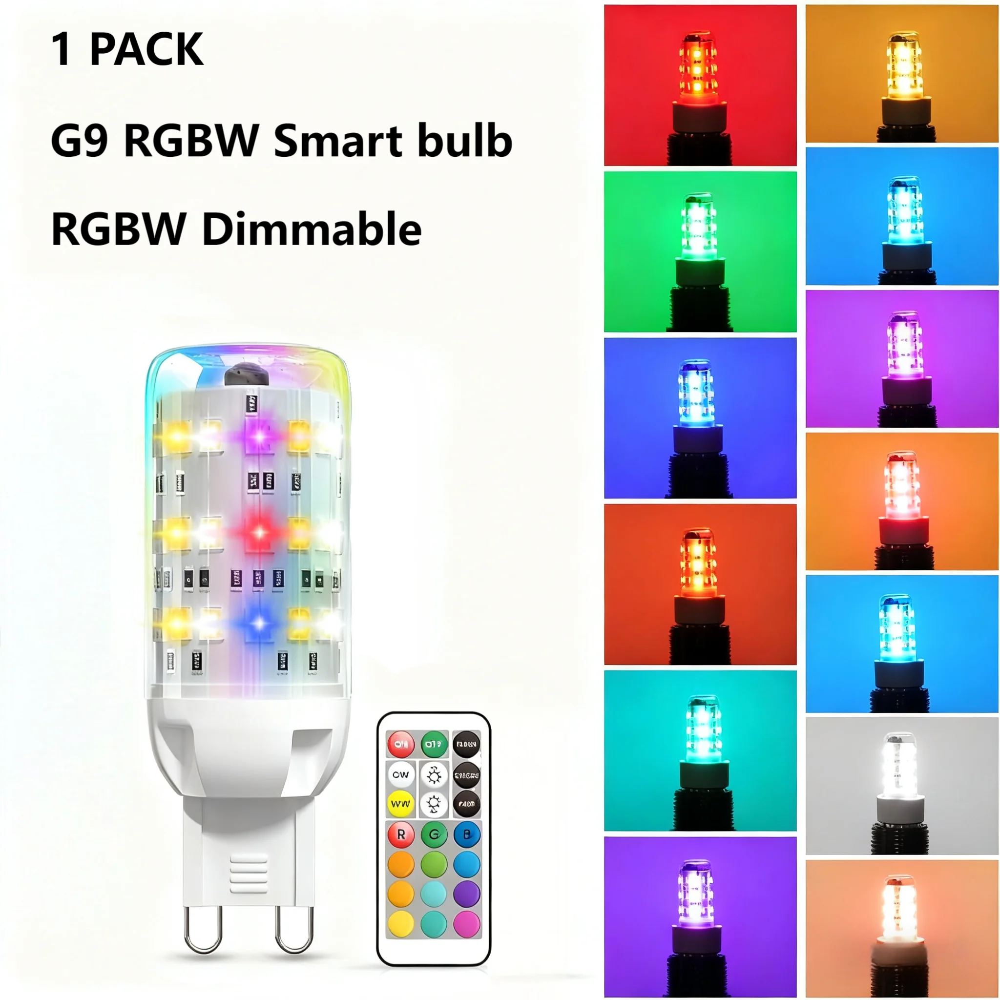 G9 LED Color Changing Light Bulb with Remote,Warm White/Cool White/RGB 12 Color Changing,Sync and Memory,Dimmable G9 LED Bulb