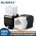 ZoeRax RJ45 Cat8 Cat7 Cat6A Shielded Keystone Jacks, RJ45 STP Tool-Less Type Zinc Alloy Module Shielded Keystone Jack Adapter