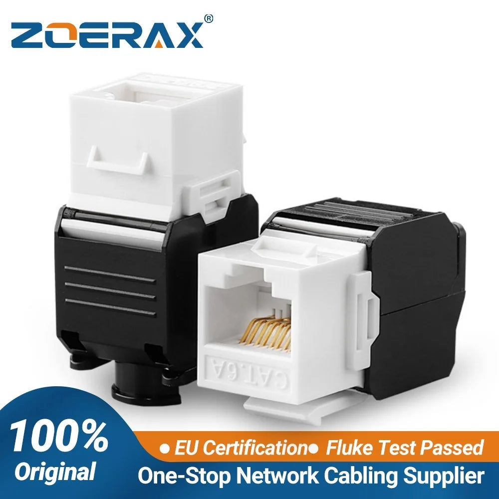 ZoeRax RJ45 Cat8 Cat7 Cat6A Shielded Keystone Jacks, RJ45 STP Tool-Less Type Zinc Alloy Module Shielded Keystone Jack Adapter
