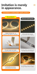 DC5V USB COB LED Strip Light 320LED/m High Density Flexible Self‑Adhesive LED Tape 3000K‑6500K For Cabinet TV Backdrop Decor