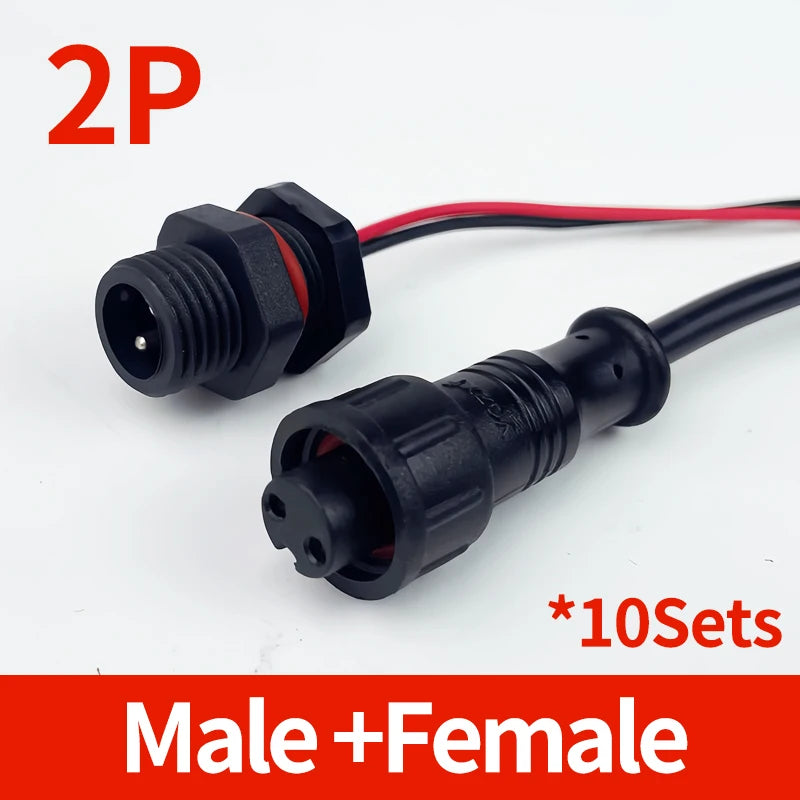 10PCS M12 IP65 Waterproof Aviation Connector Pre-wired Male Female Cable Plug 2P 3P 4P 5Pin Panel Mount Electrical Socket