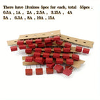 55PCS Square Fuse Components Kit 250V Fuse for Slow Blow Tube Fuse 0.5A 1A 2A 2.5A 3.15A 4A 5A 6.3A 8A 10A 15A