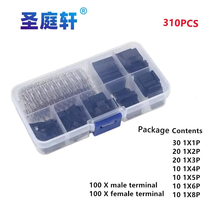 310Pcs/620PCS 2.54mm Male+Female Dupont Wire Jumper Line Cable 1/2/3/4/5/6/8 Pin Header Connector Housing Electronic DIY Kit