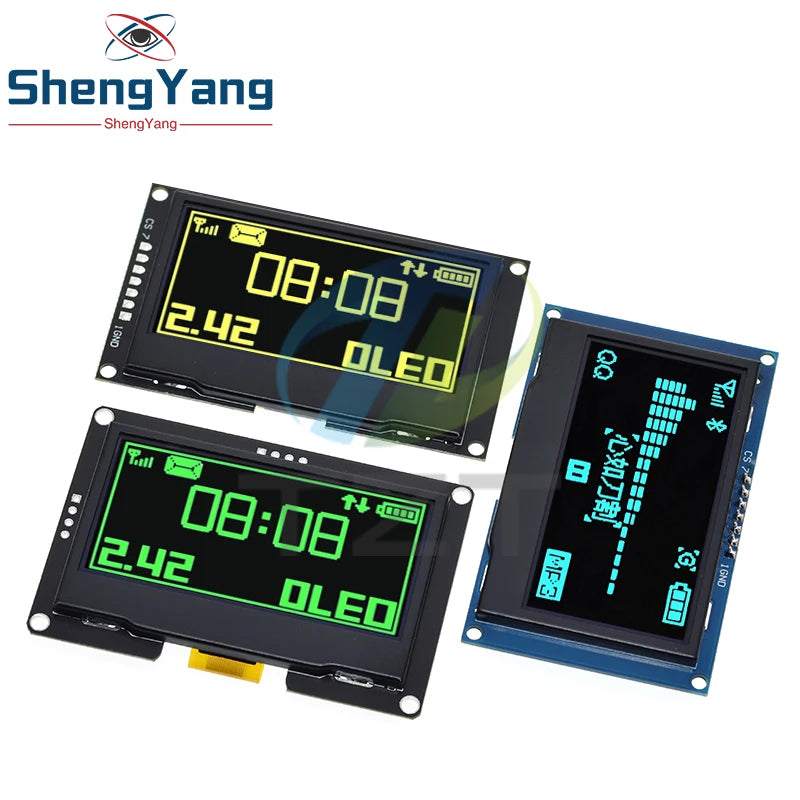 2.42 inch 2.42" OLED Display Module 128x64 LCD HD Screen Module SSD1309 7 Pin SPI/IIC I2C Serial Interface for Arduino UNO R3