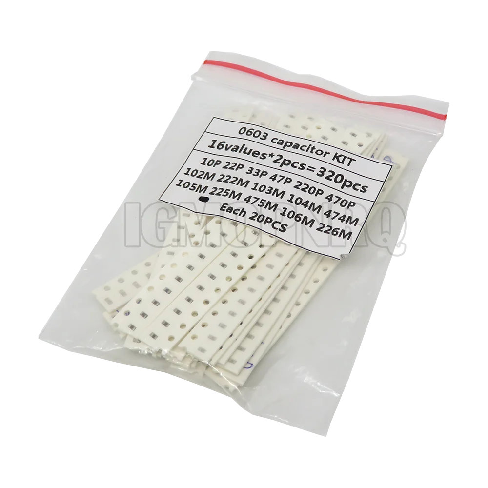 320PCS 720PCS 2500PCS 0603 0805 1206 SMD Capacitor Kit Assorted Kit 16/36/50Values 1PF ~ 1UF 22PF 47PF 22NF 100NF 2.2UF 4.7UF