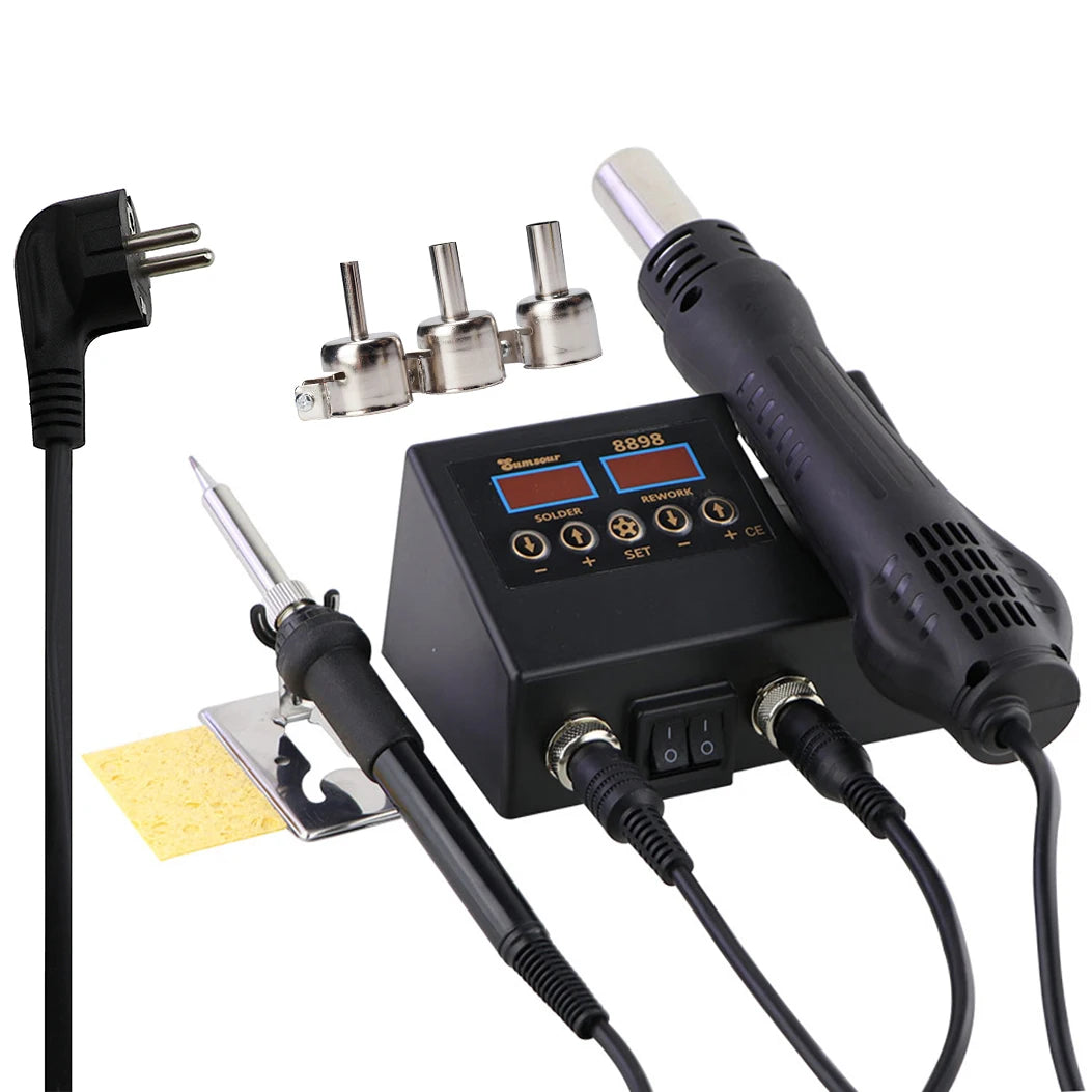 Soldering Station Digital Temperature Adjustable 2 in 1 SMD Solder Iron Hot Air Heat Gun Welding Rework For PCB IC Repair Tools