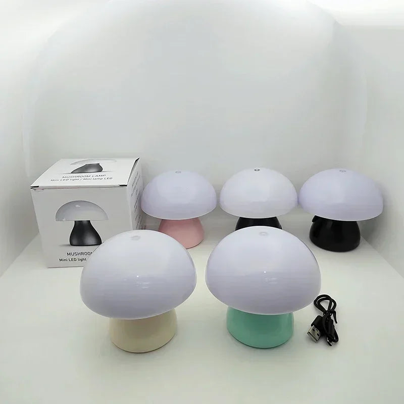 Mushroom LED Table Lamp Touch Dimming USB Charging Night Light for Bedroom/Desk/Coffee Bar Decorative Ambient Night Lighting