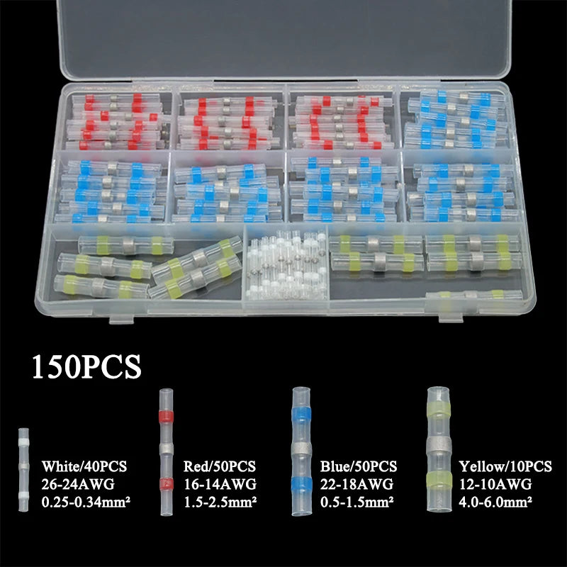 Waterproof Heat Shrink Butt Splices for A Secure Corrosion-Resistant Seal All-in-One Solder Seal Wire Connector Kit With Box