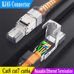 CAT8 STP RJ45 Connector CAT7 CAT6A Reusable Ethernet Termination modular Plug Shielded Modular Zinc alloy Field Termination Plug