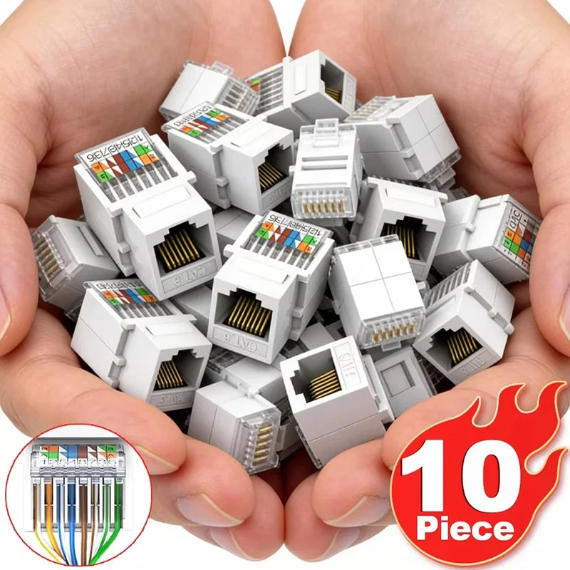 10Pcs RJ45 Network Module CAT6 Cable Patch Panel Network Socket Comprehensive Wiring CAT6 Crystal Head Network Cable Patch Panel