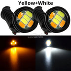 2pcs Car Daytime Running Lights White Yellow Eagle Eye LED 12V 5730 6smd Reversing Parking Tail Bulb Turn Signal Lamp Waterproof