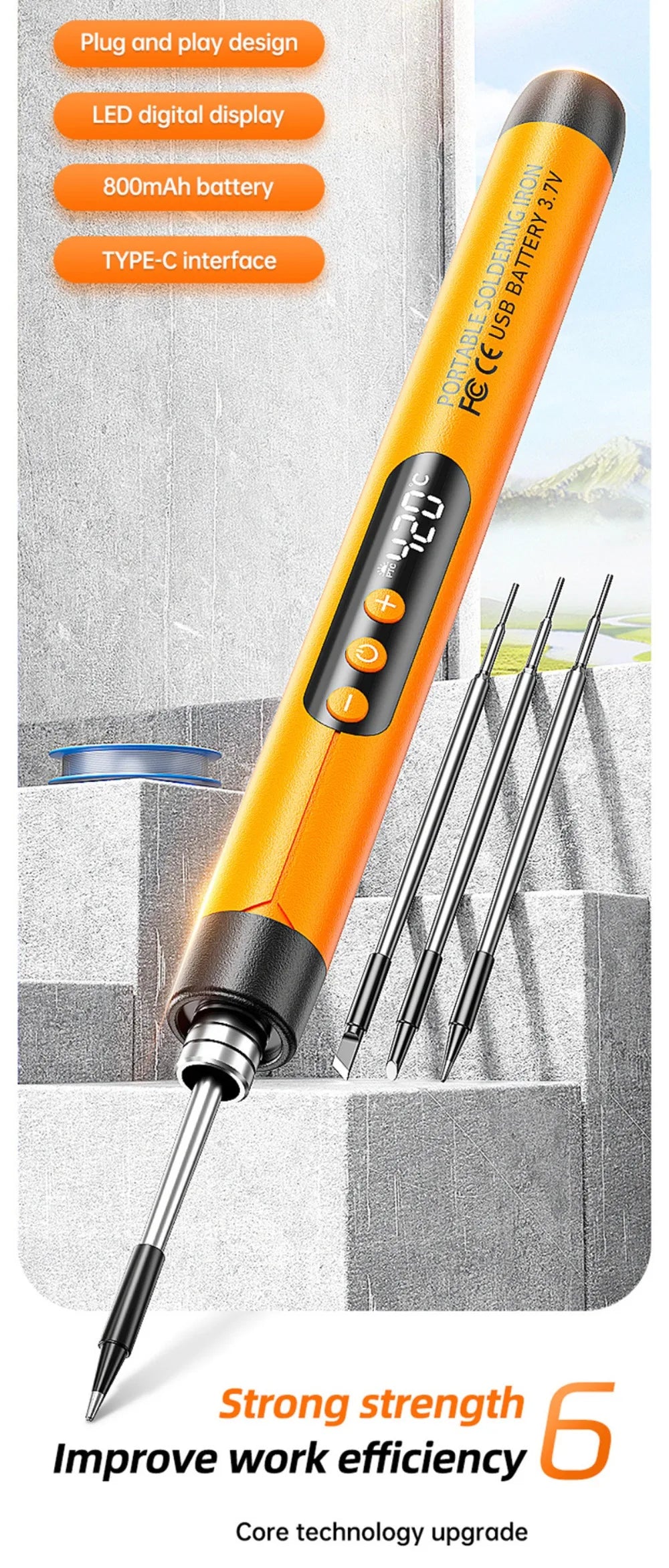 Portable Cordless Digital Soldering Iron USB Charging Adjustable Temperature 260-420℃ Solder Iron Multifunctional Intelligent