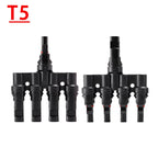 MC4 Solar Connector T Type Y Branch PV Panel Parallel Connection Waterproof IP67 Male Female 2Pcs Solar Cell Plug