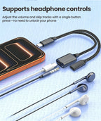 3 in 1 USB C Adapters Type-C to 3.5mm/Type-C Headphones+ Type-C Charging Connector For iPhone 15-17 Xiaomi Huawei Samsung Phones
