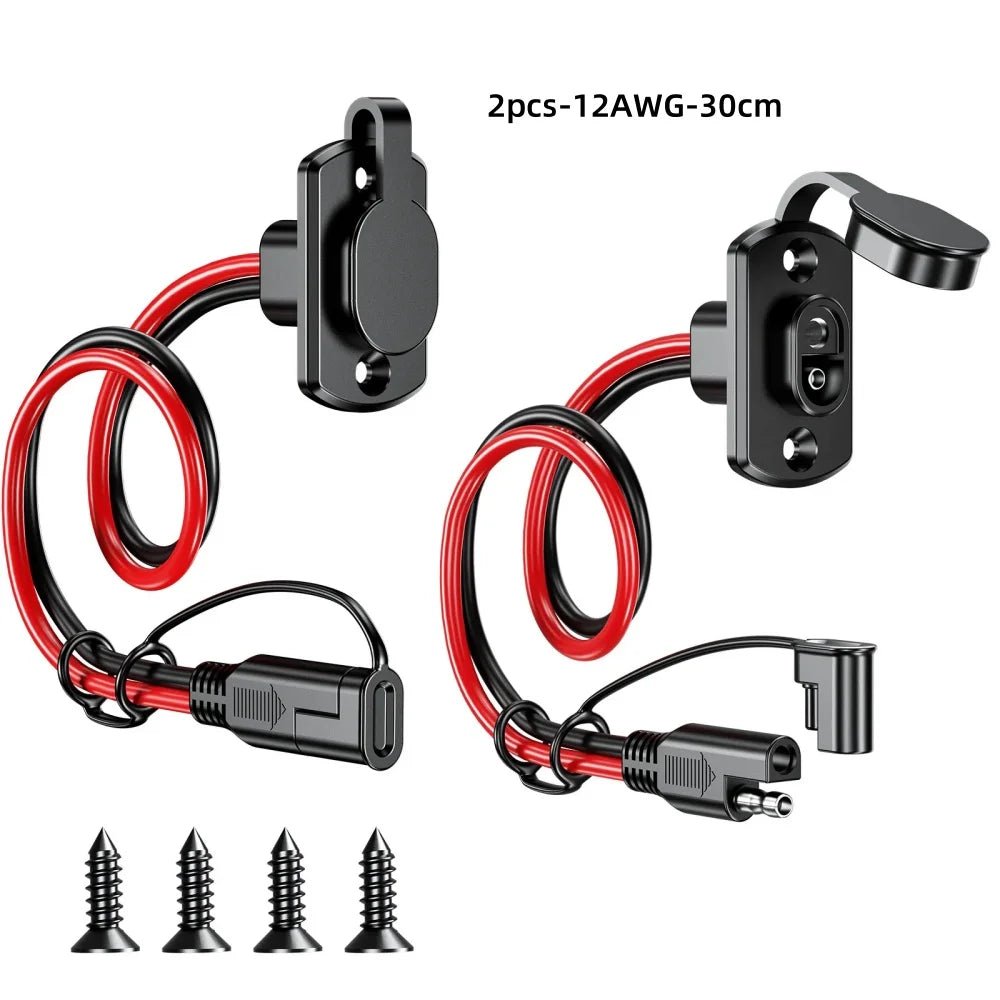 12/24V SAE to SAE Extension Cable Quick Connector Harness SAE Connector, with SAE Polarity Backup Adapter and 15A Backup Fuse