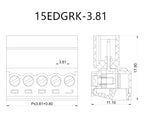 2 Sets 15EDGRK 3.81mm 2/3/4/5/6/7/8-24 Pin Right Angle Screw Terminal Block Connector 15EDG 3.81MM Pitch Plug + Pin Header Socke