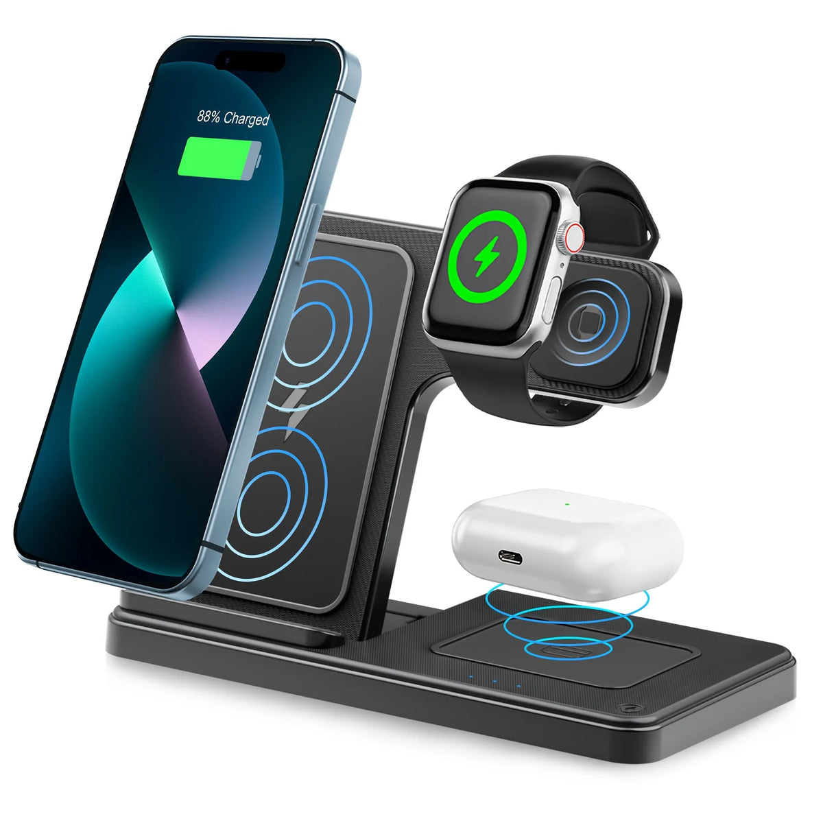 15W Magnetic Wireless Charger 3 In 1 Fast Charging Station Travel Foldable for Magsafe iPhone 1716/15/14 Apple Watch AirPods Pro