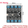 USB to 4 8-way RS485 Serial Port Type-C to 4 8-way 485 Multi-channel UART TTL CH348 HUB RS485 Module Expansion Board YR-6028