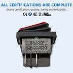 SAJOO Waterproof Rocker Switch KCD4 4Pin/6Pin DPDT With LED Lights Vehicle Boat Power Switch ON OFF 12V 24V 220V Size 22*30mm